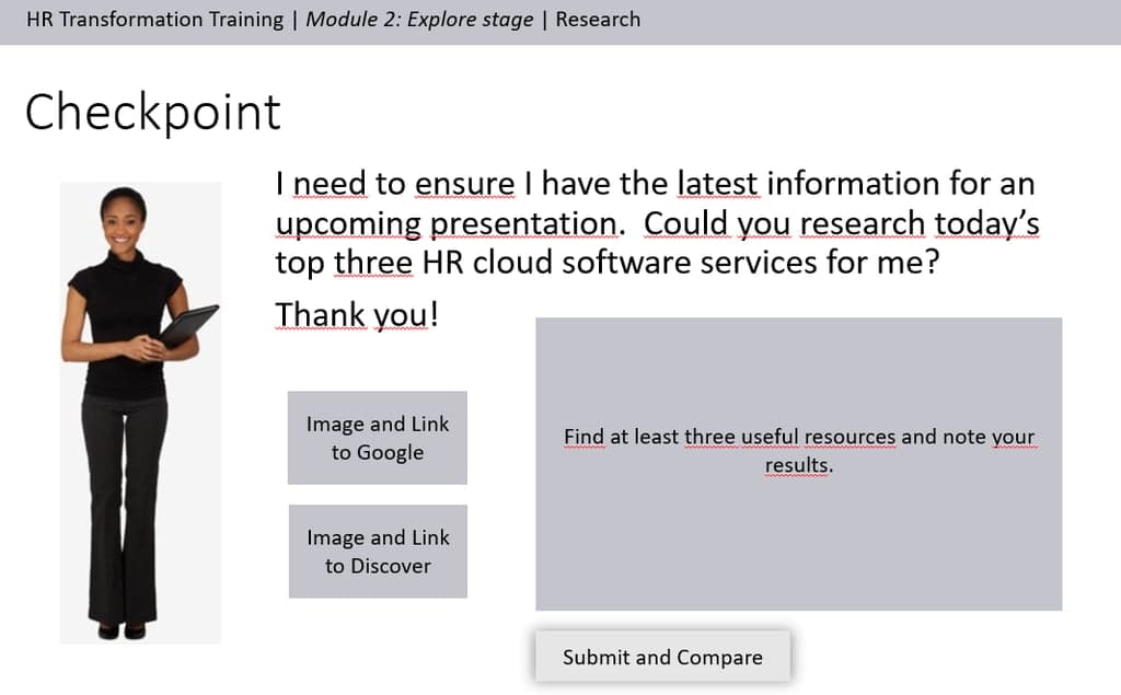 Internal training slide pre-alpha with content blocks and activity placeholders
